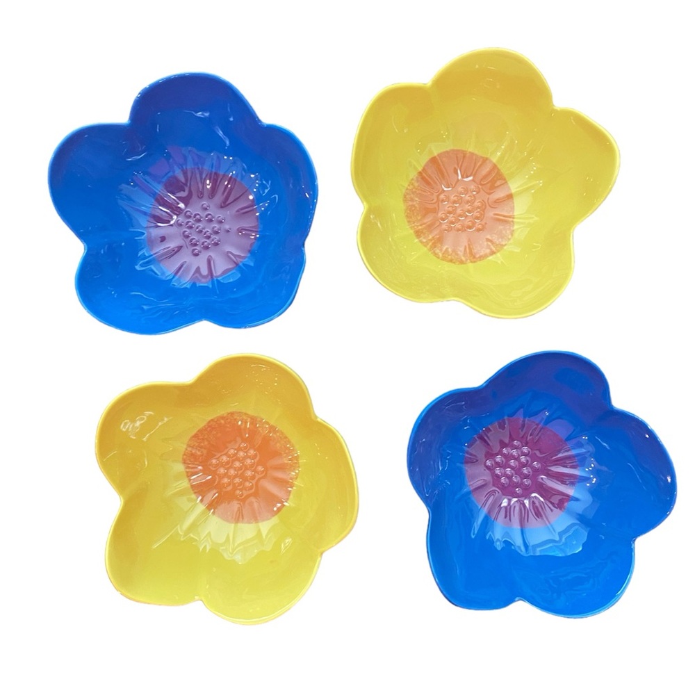 Yellow and Blue Floral Spritz Bowl